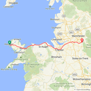 Holyhead-Poynton route map